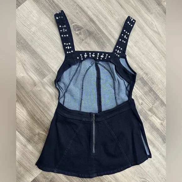 Free People Black Studded Open Back Tank Top - Picture 4 of 7